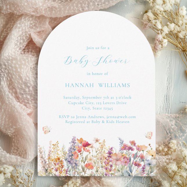 Modern, Wildflower, Baby Shower, Arch Save The Date (Modern, Wildflower, Baby Shower, Arch Invitation. For Baby Boy .)