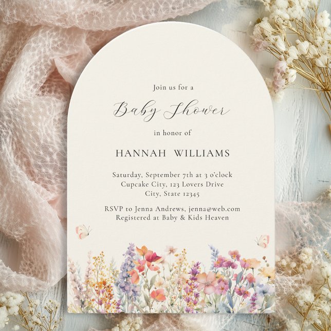 Modern, Wildflower, Baby Shower, Arch Save The Date (Modern, Wildflower, Baby Shower, Arch Invitation. For Baby Boy and Baby Girl.)