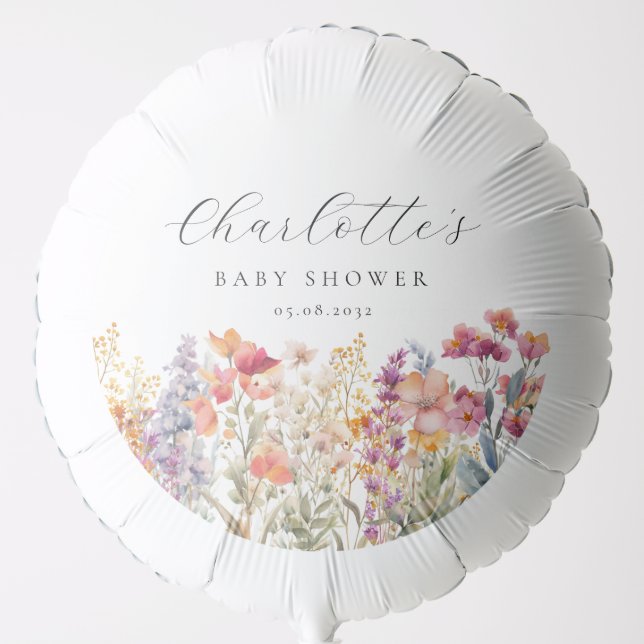 Modern, Wildflower Baby Shower  Balloon (Front)