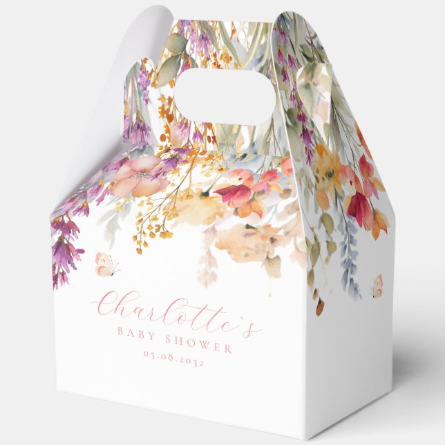 Modern, wildflower, Baby Shower Favor Boxes (Front)