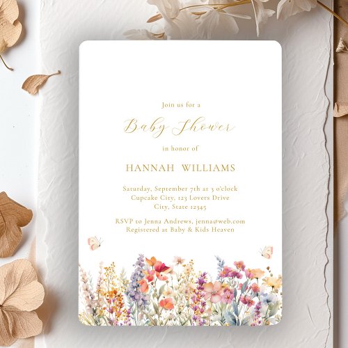 Modern Wildflower Baby Shower Invitation