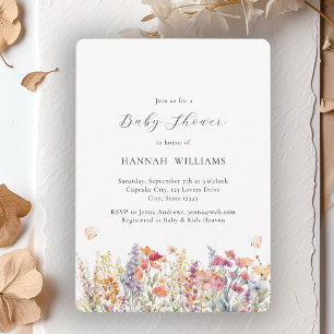 Modern, Wildflower, Baby Shower Invitation