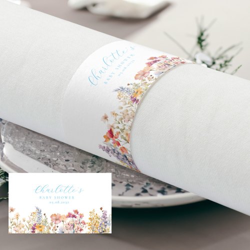 Modern Wildflower Baby Shower  Napkin Bands