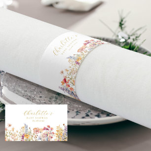 Modern, Wildflower Baby Shower Napkin Bands