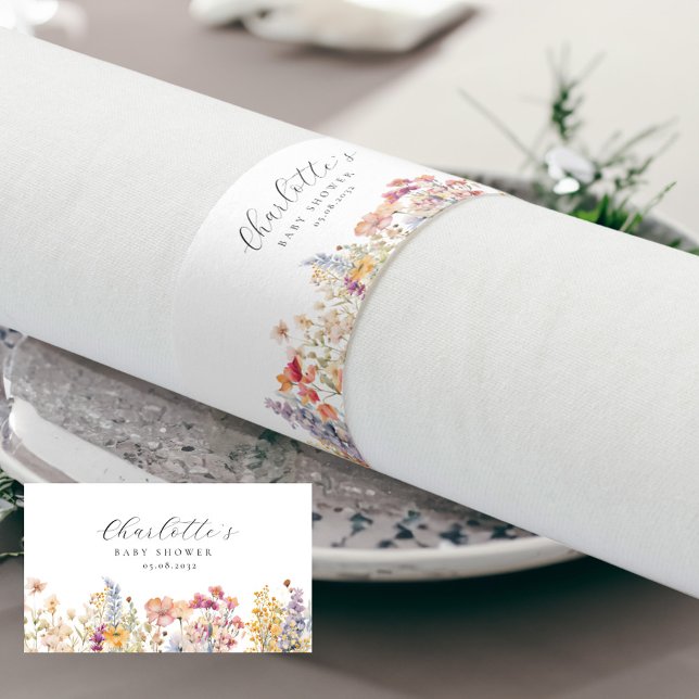 Modern, Wildflower Baby Shower  Napkin Bands (Creator Uploaded)