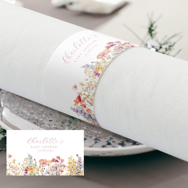 Modern, Wildflower Baby Shower  Napkin Bands (Creator Uploaded)