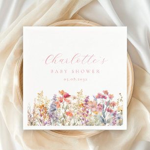 Modern, Wildflower Baby Shower  Napkins
