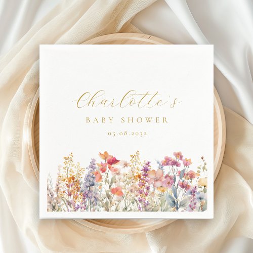 Modern Wildflower Baby Shower  Napkins