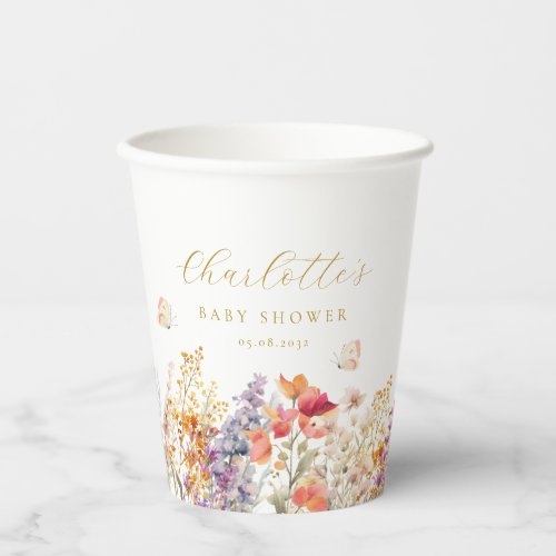 Modern Wildflower Baby Shower  Paper Cups
