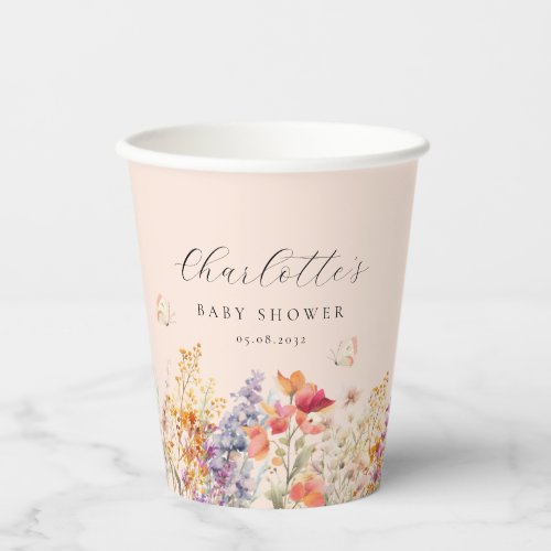 Modern Wildflower Baby Shower  Paper Cups