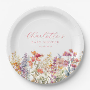 Modern, Wildflower Baby Shower  Paper Plates