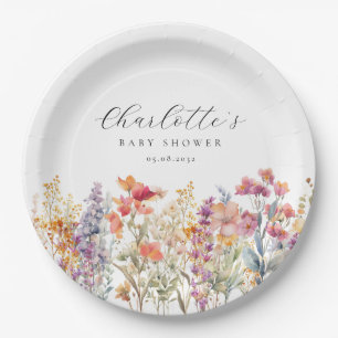 Modern, Wildflower Baby Shower  Paper Plates
