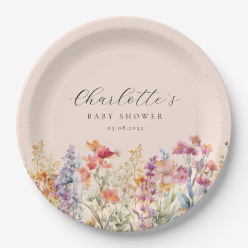 Modern Wildflower Baby Shower  Paper Plates