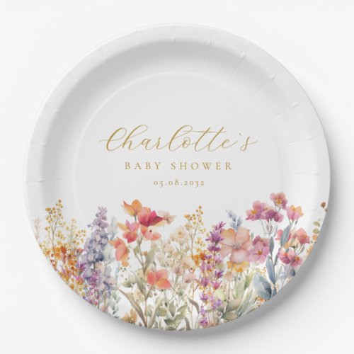 Modern Wildflower Baby Shower  Paper Plates