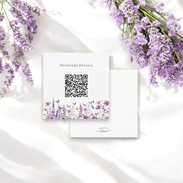 Modern wildflower baby shower registery qr code  enclosure card (modern qr code  wildflower baby shower registery by willow spring studio)