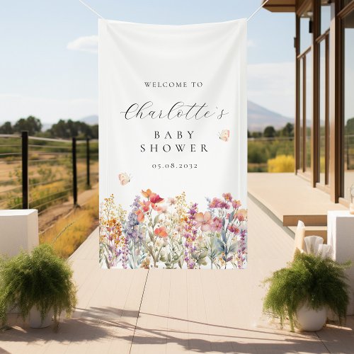 Modern wildflower baby shower welcome  banner