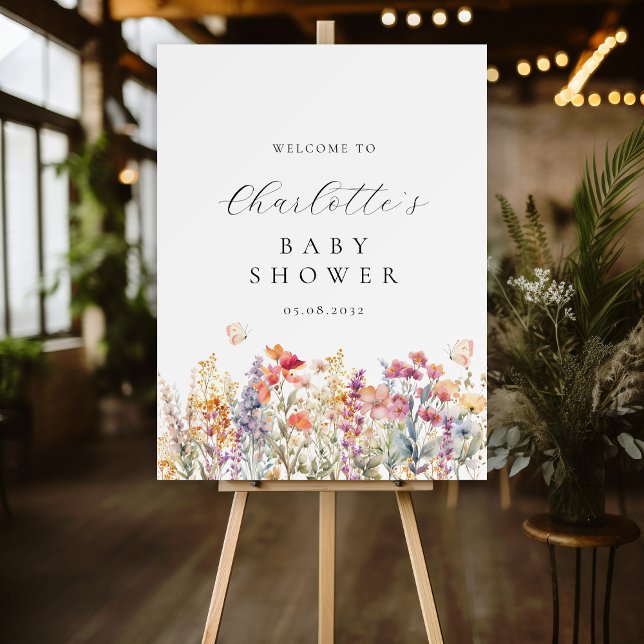 Modern, wildflower Baby Shower Welcome Foam Board (Creator Uploaded)
