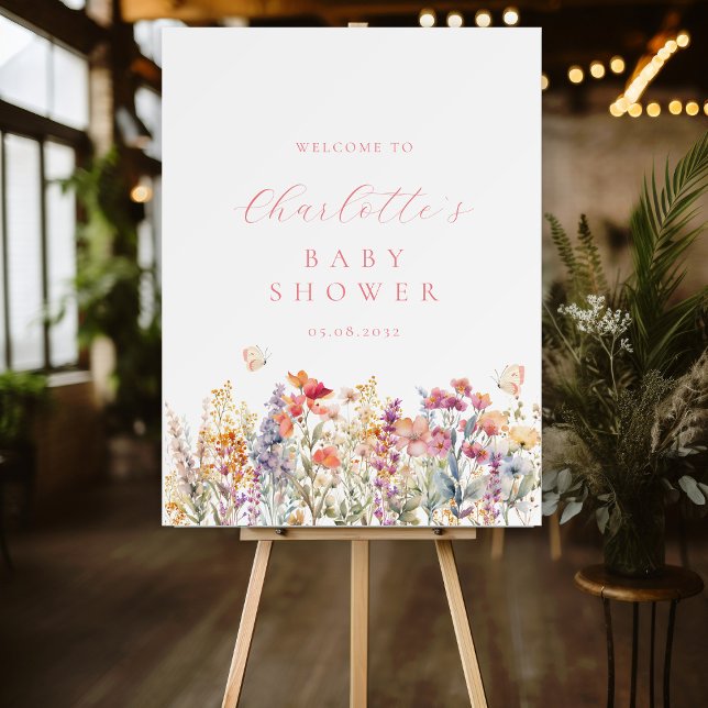 Modern, wildflower Baby Shower Welcome Foam Board (Creator Uploaded)