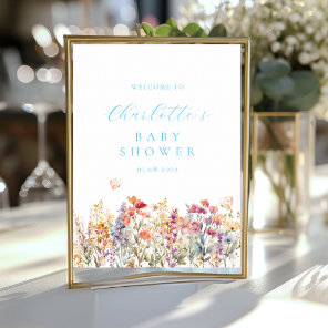 Modern, wildflower Baby Shower Welcome Poster