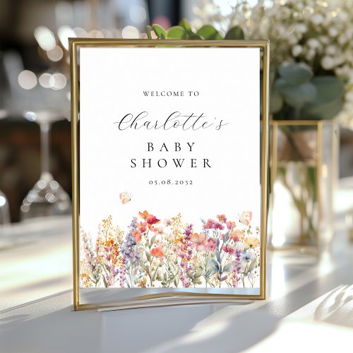 Modern wildflower Baby Shower Welcome Poster