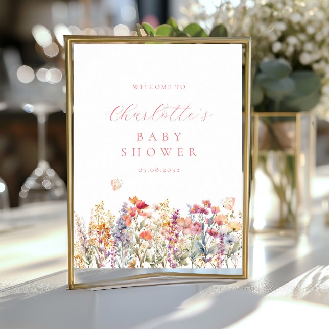 Modern, wildflower Baby Shower Welcome Poster (Creator Uploaded)