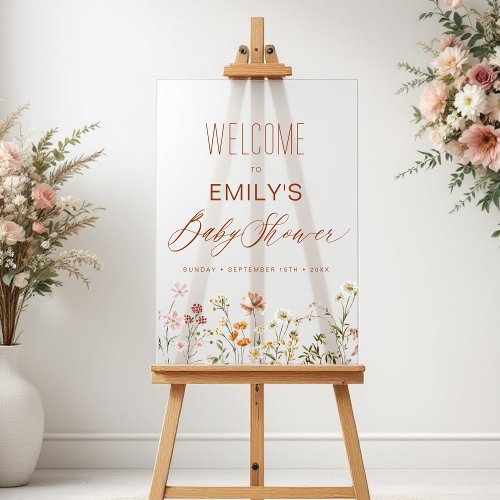 Modern Wildflower Baby Shower Welcome Sign by Pretty Girly Designs