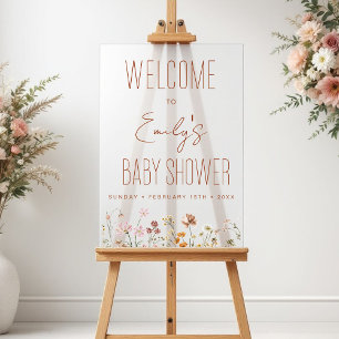Modern Wildflower Baby Shower Welcome Sign
