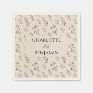 Modern Wildflower Beige Wedding Napkin