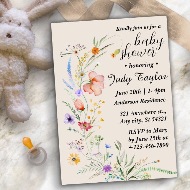 Modern Wildflower Boho Baby Shower Invitation (Creator Uploaded)