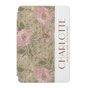 Modern Wildflower Botanical Brown Floral Monogram iPad Mini Cover