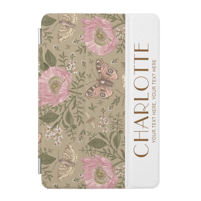 Modern Wildflower Botanical Brown Floral Monogram iPad Mini Cover (Front)