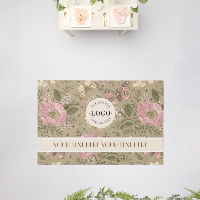 Modern Wildflower Botanical Floral Monogram logo Rug (Insitu (Wedding))