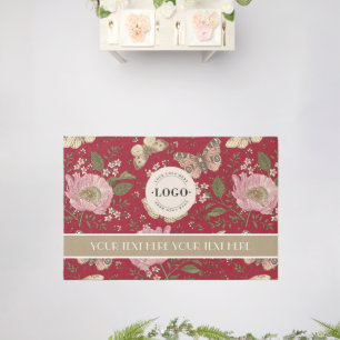 Modern Wildflower Botanical Floral Monogram logo Rug