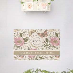 Modern Wildflower Botanical Floral Monogram logo Rug