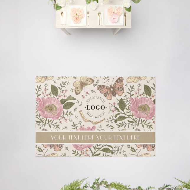 Modern Wildflower Botanical Floral Monogram logo Rug (Insitu (Wedding))