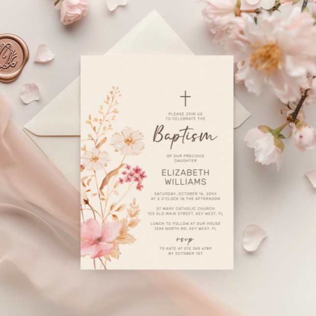 Modern Wildflower | Botanical Garden Baptism Invitation (Creator Uploaded)