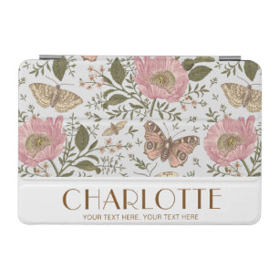 Modern Wildflower Botanical Grey Floral Monogram iPad Mini Cover