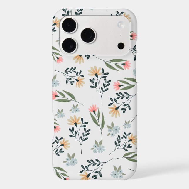 Modern Wildflower Botanical Pattern | Sage Green  Iphone Case (Back)