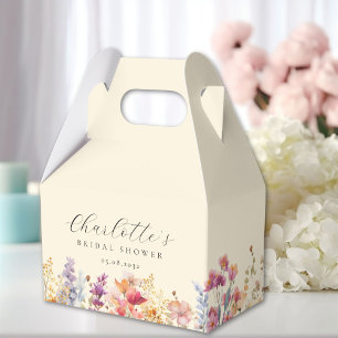 Modern, wildflower, bridal shower favor boxes