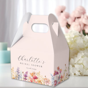 Modern, wildflower, bridal shower favor boxes