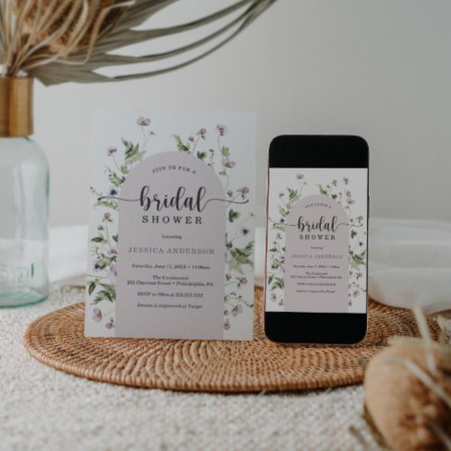 Modern Wildflower Bridal Shower Invitation Card