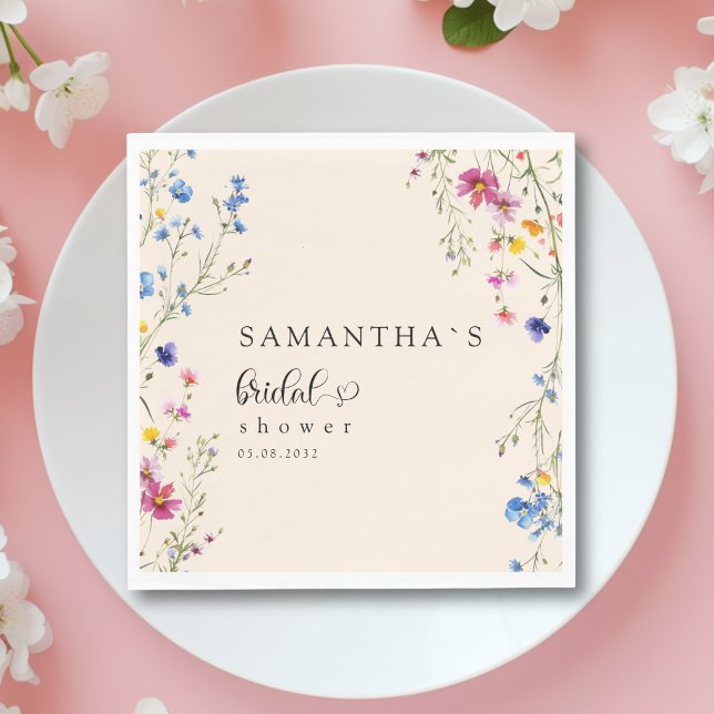 Modern Wildflower Bridal Shower  Napkins (Modern Wildflower Bridal Shower Napkins)