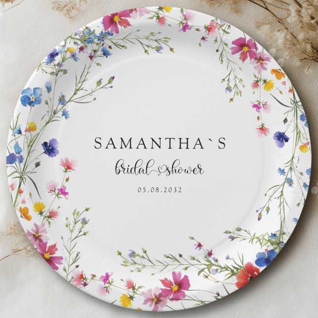 Modern Wildflower Bridal Shower  Paper Plates (Modern Wildflower Bridal Shower Paper Plates)