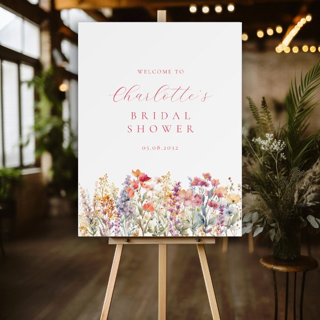 Modern, wildflower Bridal Shower Welcome Foam Board (Creator Uploaded)