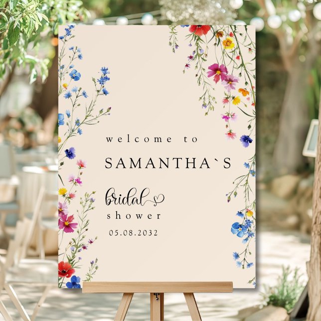 Modern, wildflower Bridal Shower Welcome Foam  Foam Board (Modern Wildflower Bridal Shower Welcome Foam Board)
