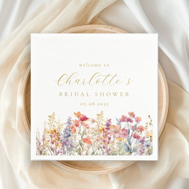 Modern, wildflower Bridal Shower Welcome Napkins (Creator Uploaded)