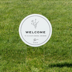 Modern Wildflower Bridal Shower Welcome Yard Sign