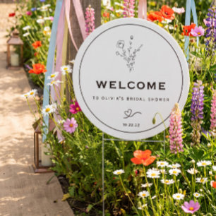 Modern Wildflower Bridal Shower Welcome Yard Sign