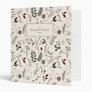 Modern Wildflower Christmas Family Recipes 3 Ring Binder