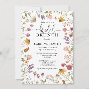 Modern Wildflower Elegant Boho Bridal Brunch Invitation